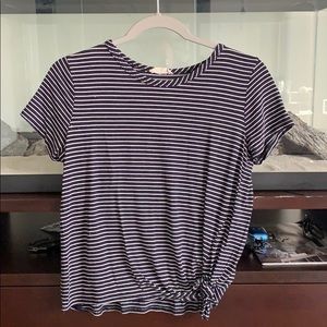 Navy and white striped shirt